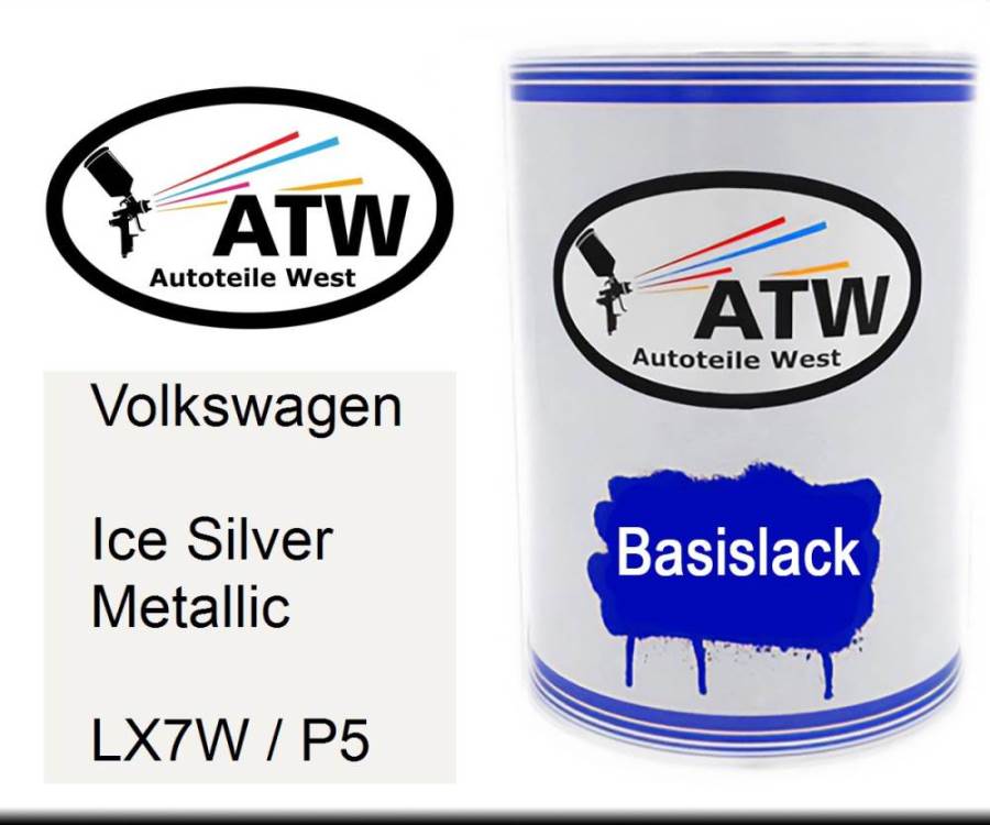 Volkswagen, Ice Silver Metallic, LX7W / P5: 500ml Lackdose, von ATW Autoteile West.